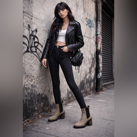 UGG Cow Hair Chelsea Ankle Boots Women’s 8 Block Heel NWOT - Picture 6 of 6